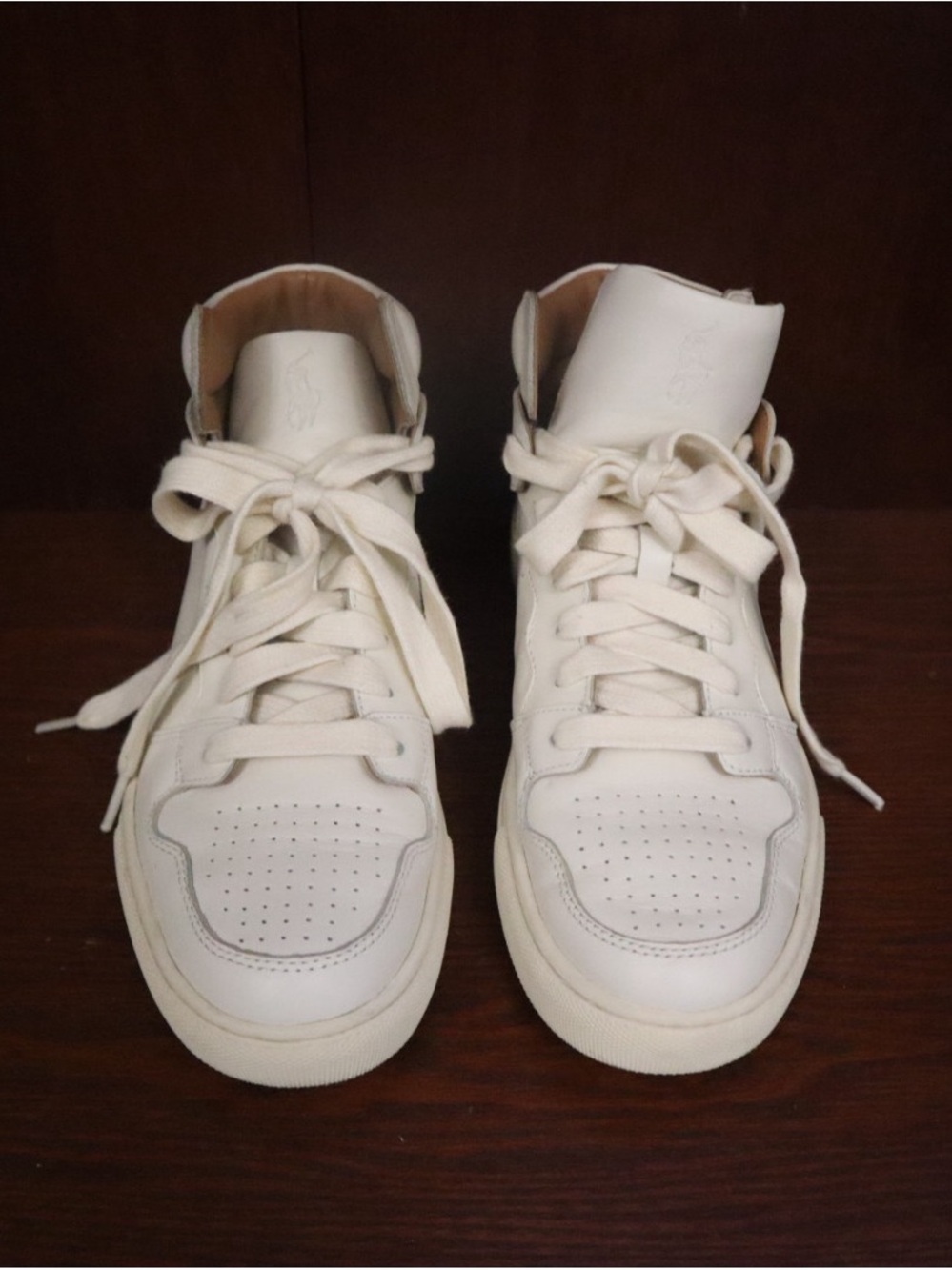 Ralph Lauren Cream Leather High-Top Sneakers